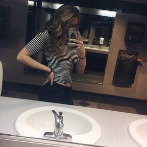 Forever 21 Black and White Striped Top